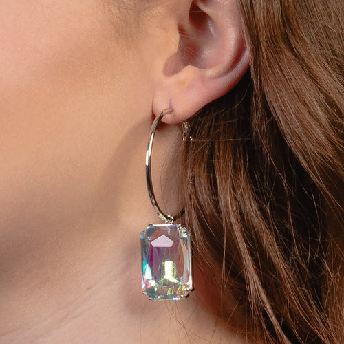 13025 - Crystal Hoop Earrings - AB