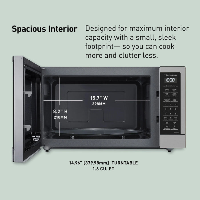 1.6 cu.ft. Countertop Cyclonic Wave Inverter Microwave Oven, 1250W -NN-SN76LS
