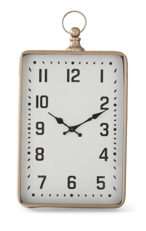 16 Inch Antique Gold Rectangular Clock