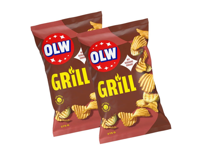 2 x OLW Grillchips 275g – Swedish Grill-Flavoured Potato Chips Multipack, 550g (19.4 oz)