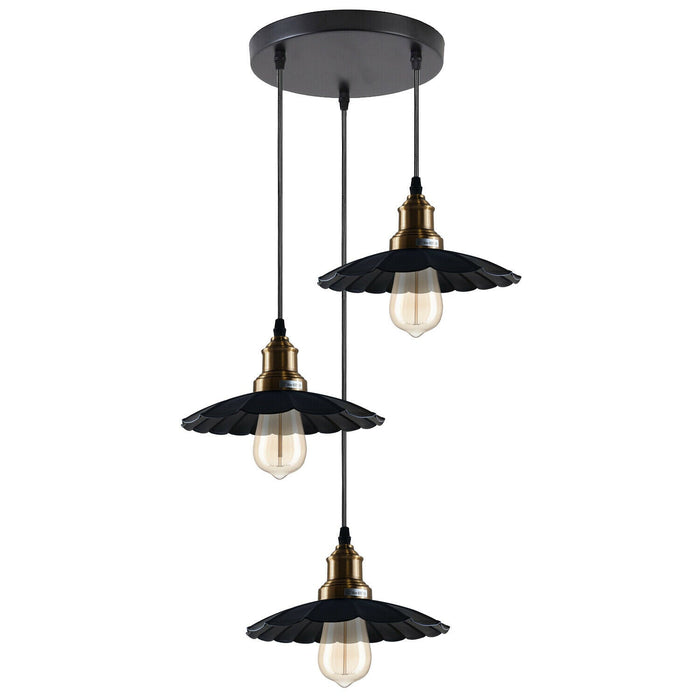 3 Outlet Black Wavy Metal Ceiling Pendant Light~1488