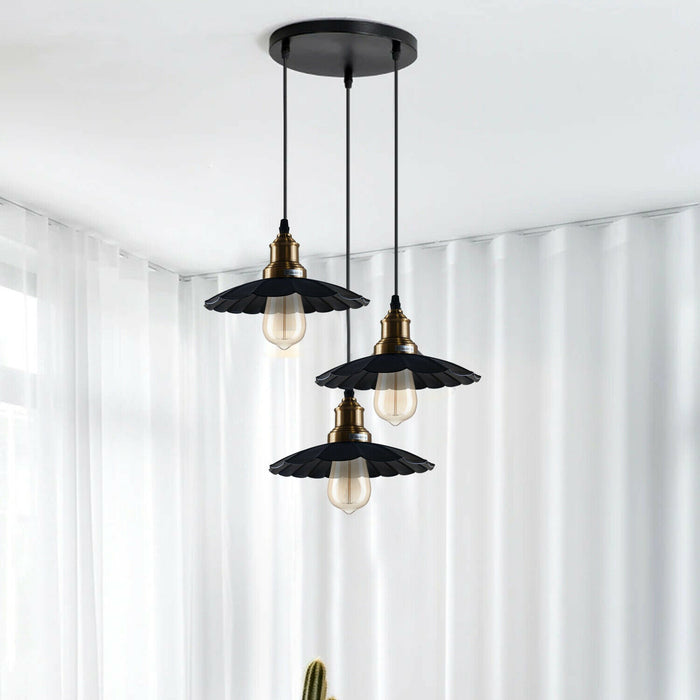 3 Outlet Black Wavy Metal Ceiling Pendant Light~1488