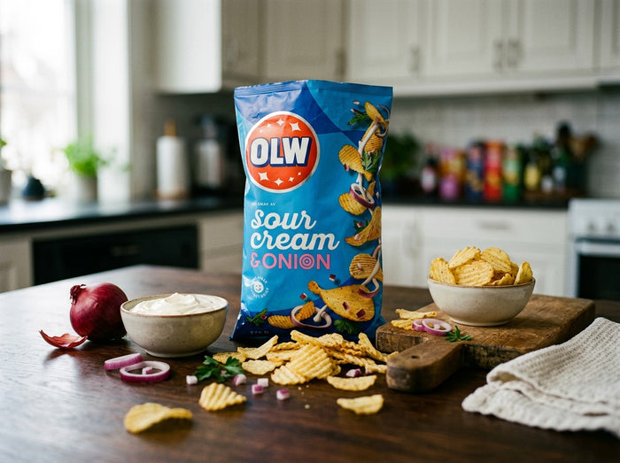 OLW Chips Sourcream & Onion 275g – Swedish Sour Cream & Onion Potato Chips, 9.7 oz