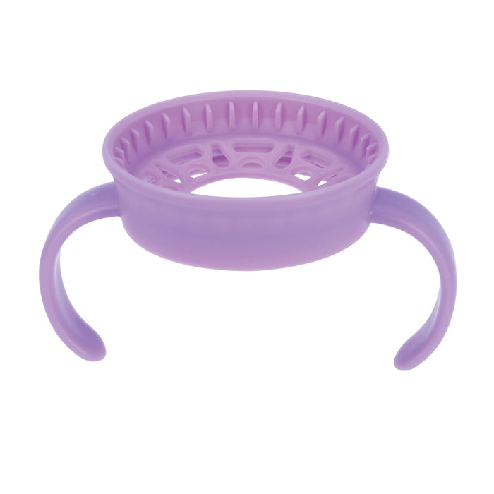 The Nuby 360 Wonder Cup with Handles (2 Pack - 7 oz, Pink/Aqua) features two curved handles and an open, vented base and sides for fast drying and cleanliness. Designed for spoutless cups.