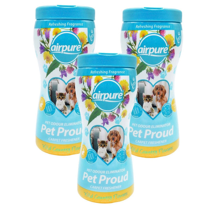 3x Airpure Pet Proud Carpet Freshener 500 grams