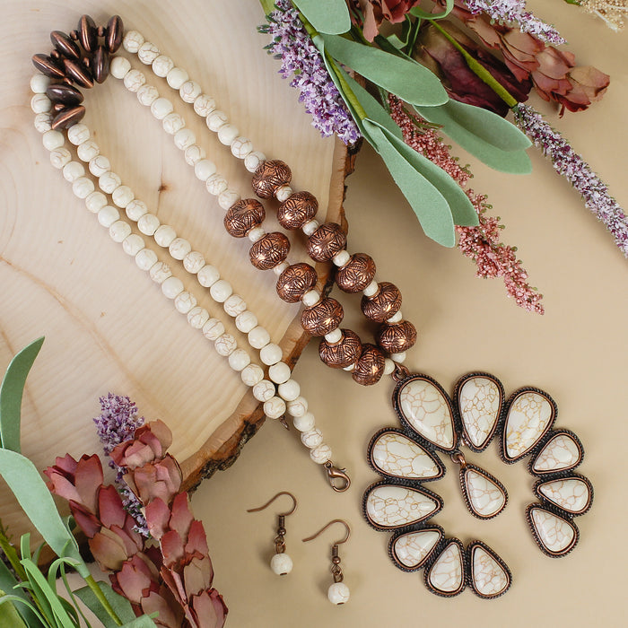 92167 - Squash Blossom Necklace - Ivory & Copper