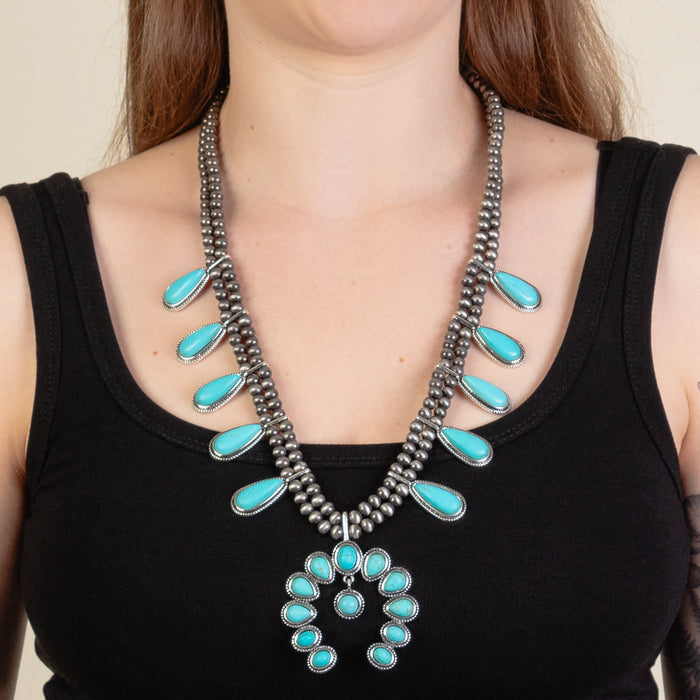 92238 - Squash Blossom Necklace - Turquoise & Silver