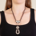 92239 - Layered Squash Blossom Necklace - Ivory & Copper