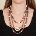 92240 - Layered Squash Blossom Necklace - Ivory & Copper