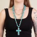92252 - Layered Squash Blossom Necklace - Turquoise & Silver