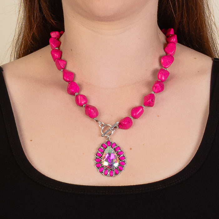 92258 - Squash Blossom Necklace - Fuchsia