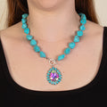 92258 - Squash Blossom Necklace - Turquoise & Silver