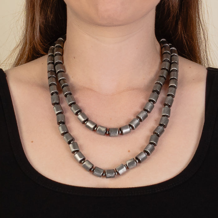 92262 - Layered Squash Blossom Necklace - Silver