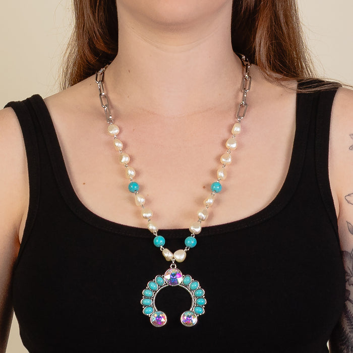 92269 - Squash Blossom Necklace - Turquoise & Silver