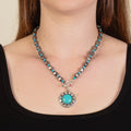 92270 - Squash Blossom Necklace - Turquoise & Silver