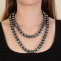 92275 - Layered Squash Blossom Necklace - Turquoise & Silver