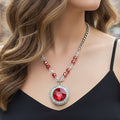 92429 - Crystal Pendant Necklace - Red