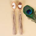 93069 - Animal Print Tassel Earrings - Champagne
