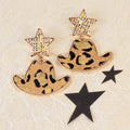93227 - Western Cowboy Hat Earrings - Leopard
