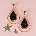93229 - Glitter Drop Earrings - Black