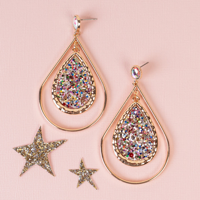93229 - Glitter Drop Earrings - Multi