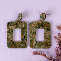 93245 - Rectangle Acrylic Earrings - Green