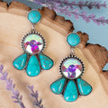 93413 - Squash Blossom Earrings - Turquoise & Silver