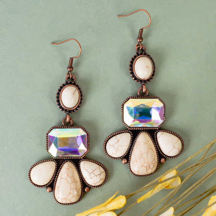 93414 - Squash Blossom Earrings - Ivory & Copper