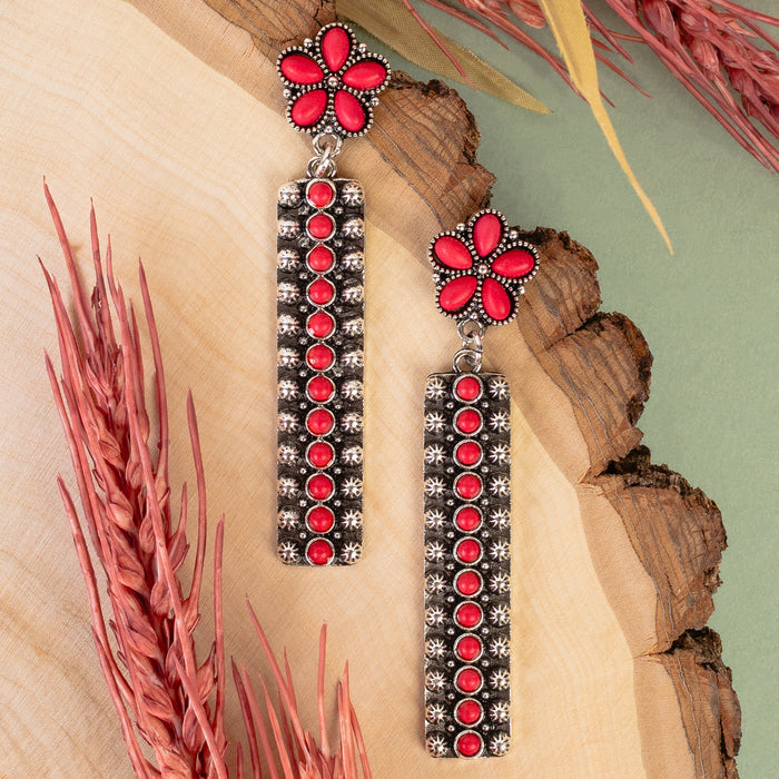 93431 - Squash Blossom Earrings - Red