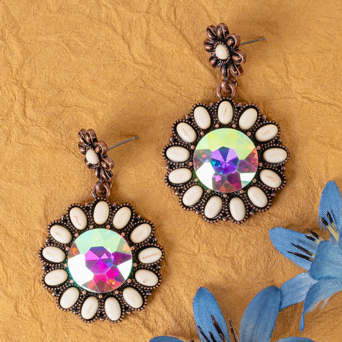 93458 - Squash Blossom Earrings - Ivory & Copper