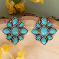 93461 - Squash Blossom Earrings - Turquoise & Silver