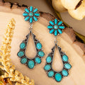 93465 - Squash Blossom Earrings - Turquoise & Silver