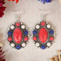 93535 - Fourth of July Squash Blossom Earrings - Red White & Blue