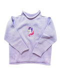 A Soft Idea Roll Neck Sweater in Lavender with Unicorn