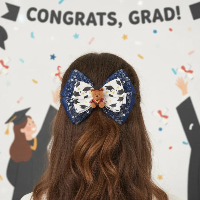 Adorable Graduation Teddy Bow Hair Clip - 12-Piece Set! HC-29217M