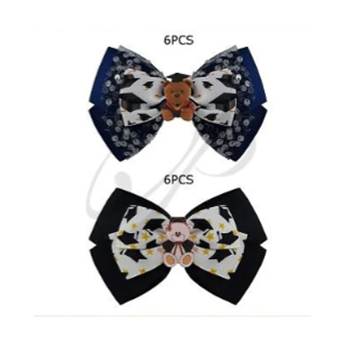 Adorable Graduation Teddy Bow Hair Clip - 12-Piece Set! HC-29217M