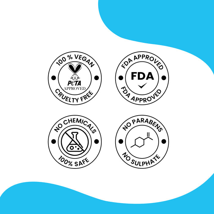 Herby After Shave product certification graphic displaying quality, FDA and cruelty-free style assurance badges.