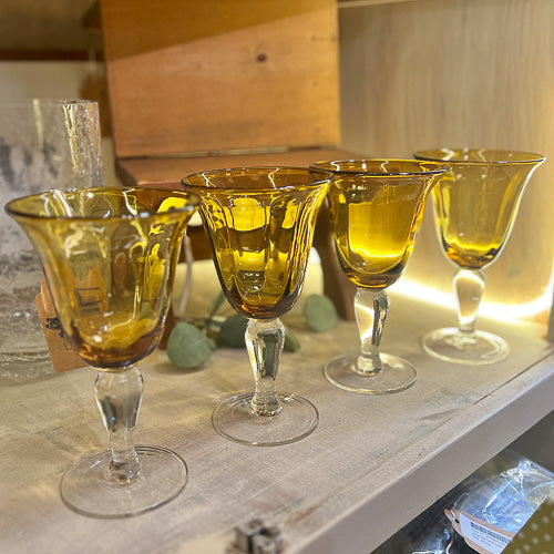 Amber Glass Goblet Set