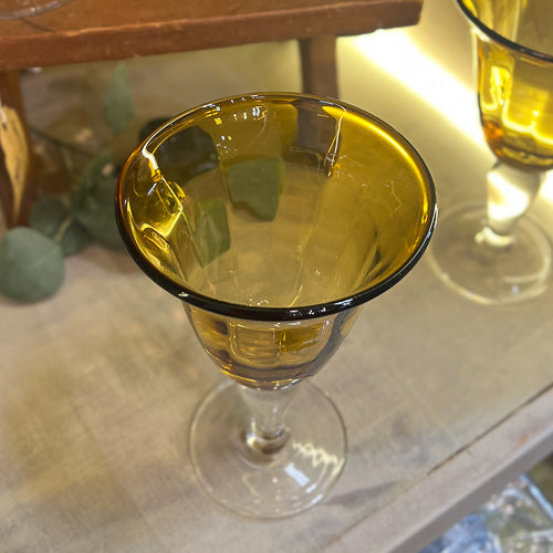 Amber Glass Goblet Set