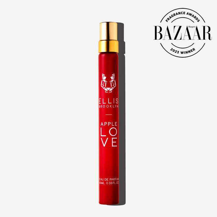 Apple Love 10ml Eau De Parfum Travel Spray on white background with Harper's Bazaar Fragrance Awards 2023 Winner badge.