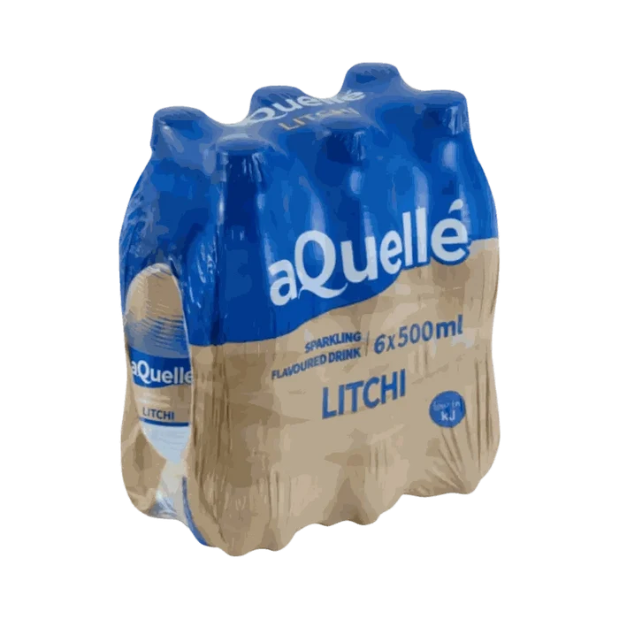 Pack of six 500ml bottles of aQuellé Litchi Flavoured Sparkling Water