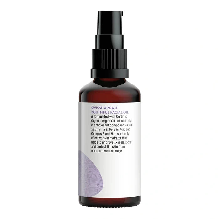 Side of bottle of argan oil with a blurb about the product.