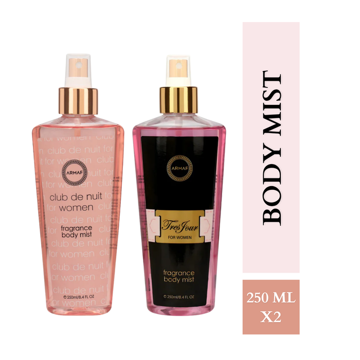 Armaf Club De Nuit Women & Tres Jour Fragrance Body Mist for Women - 250ML Each (Pack of 2)