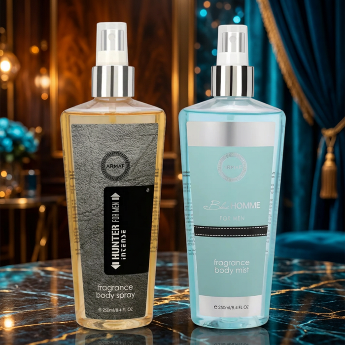 Armaf Hunter Intense & Blue Homme Fragrance Body Mist for Men - 250ML Each (Pack of 2)
