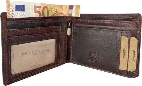 ARRIGO PORTEMONNEE, BRUIN GLAD LEER