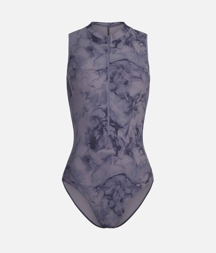 AURA GREY FLORAL Print Ballet Leotard, Open Back Dancewear