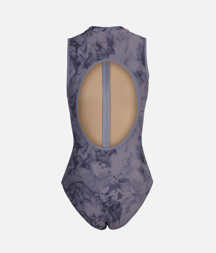 AURA GREY FLORAL Print Ballet Leotard, Open Back Dancewear