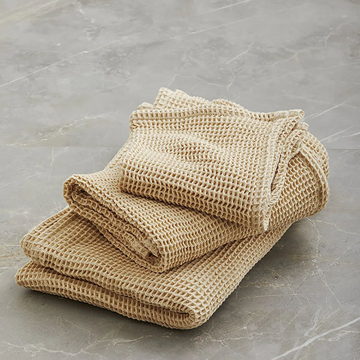 AYÜ | Vaffel Gæstehåndklæde i Økologisk Bomuld - Pitta -  Lys Beige