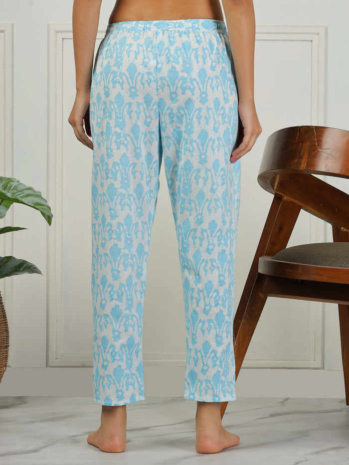 Relaxed Baby Blue Cotton Pajama Set for Women