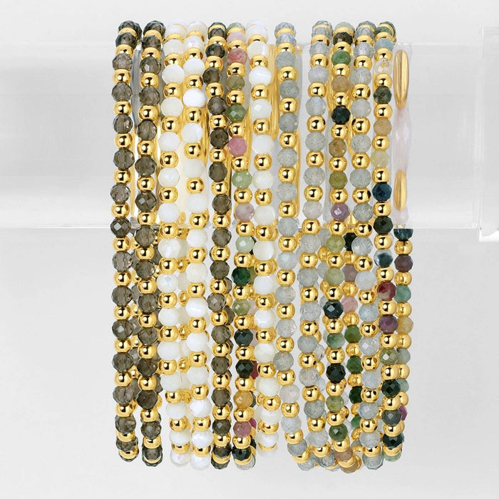 Beaded Bracelets w/ Alternating Stones-3mm Assorted
